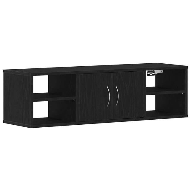 Væghylde med hylde Sort eg 102 x 30 x 29 cm Konstrueret træ