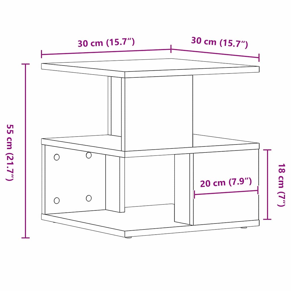 Sidebord med hylde Gammelt træ 30 x 30 x 55 cm Konstrueret træ