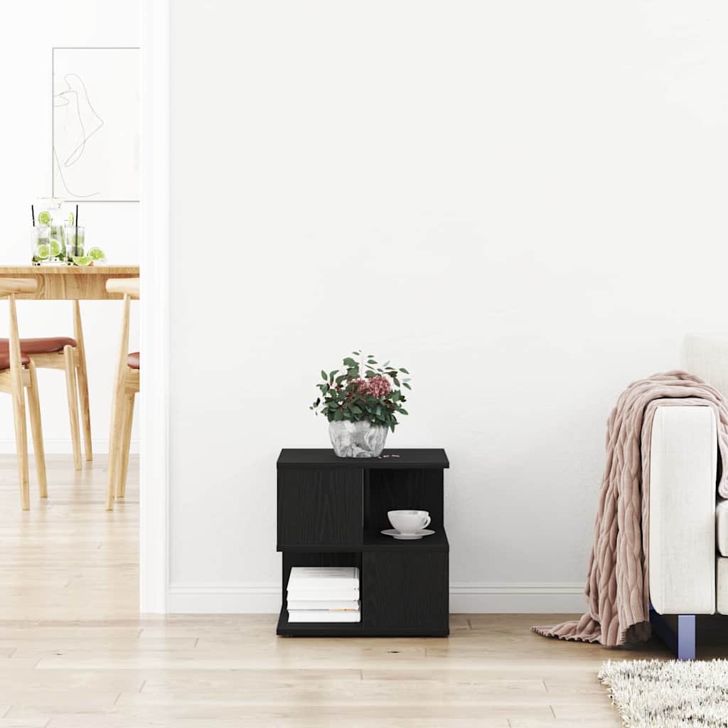 Sidebord med hylde Sort eg 30 x 30 x 55 cm Konstrueret træ