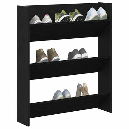 Sko skab 80 x 18 x 90 cm Konstrueret træ Sort eg