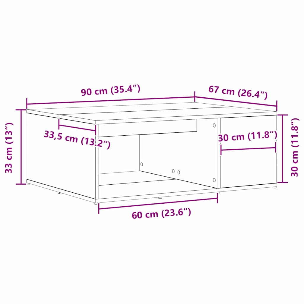 Sofabord Sort eg 90 x 67 x 33 cm Konstrueret træ