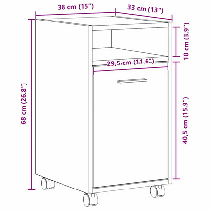 Vogn med sidekabinett 33 x 38 x 60 cm Konstrueret træ Sort eg