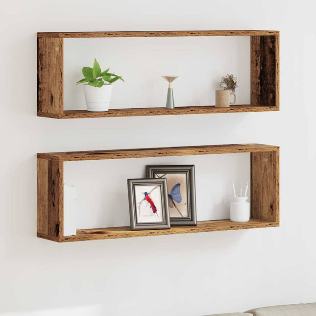 Væghylder 2 stk. Gammelt træ 80 x 15 x 26 cm Konstrueret træ