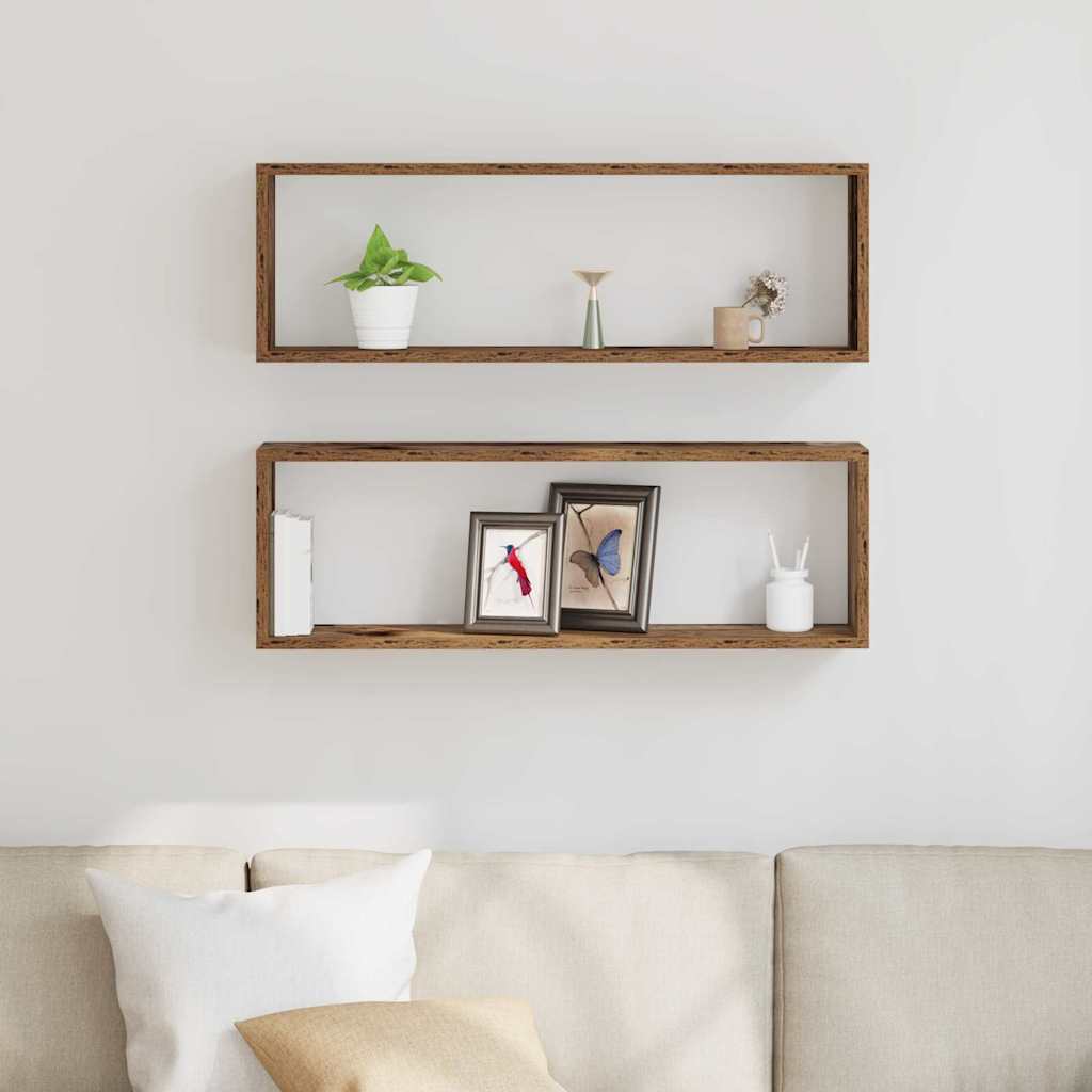 Væghylder 2 pcs Gammelt træ 80 x 15 x 26 cm Konstrueret træ