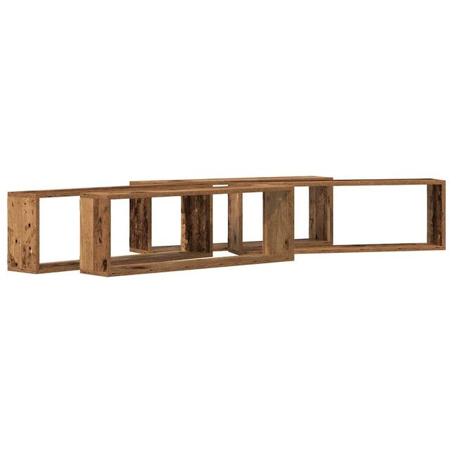 Væghylder 4 stk. Gammelt træ 80 x 15 x 26 cm Konstrueret træ