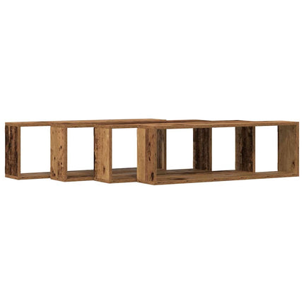 Væghylder Vægmonteret 4 stk. Gammelt træ 80 x 15 x 26 cm