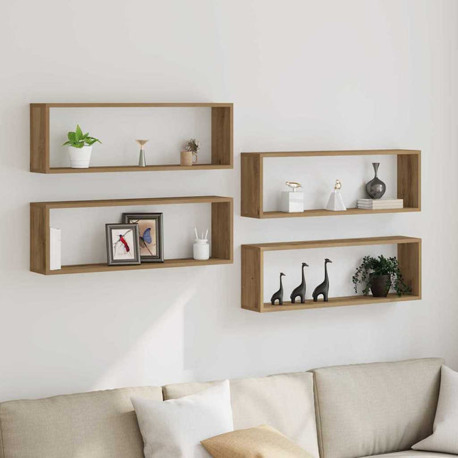 Væghylder 4 pcs Artisan eg 80 x 15 x 26 cm Konstrueret træ