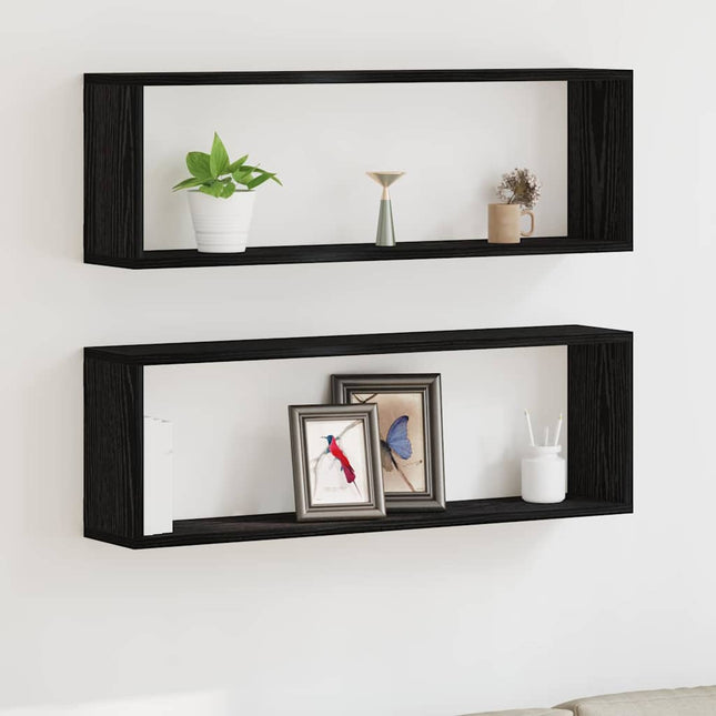 Væghylder 2 stk. Sort eg 80 x 15 x 26 cm Konstrueret træ