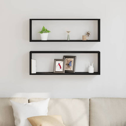 Væghylder 2 pcs Sort eg 80 x 15 x 26 cm Konstrueret træ