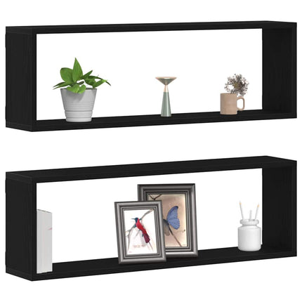 Væghylder 2 pcs Sort eg 80 x 15 x 26 cm Konstrueret træ