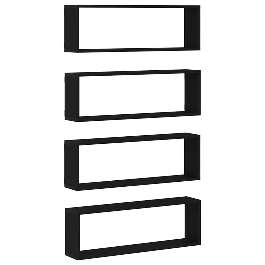 Væghylder 4 pcs Sort eg 80 x 15 x 26 cm Konstrueret træ