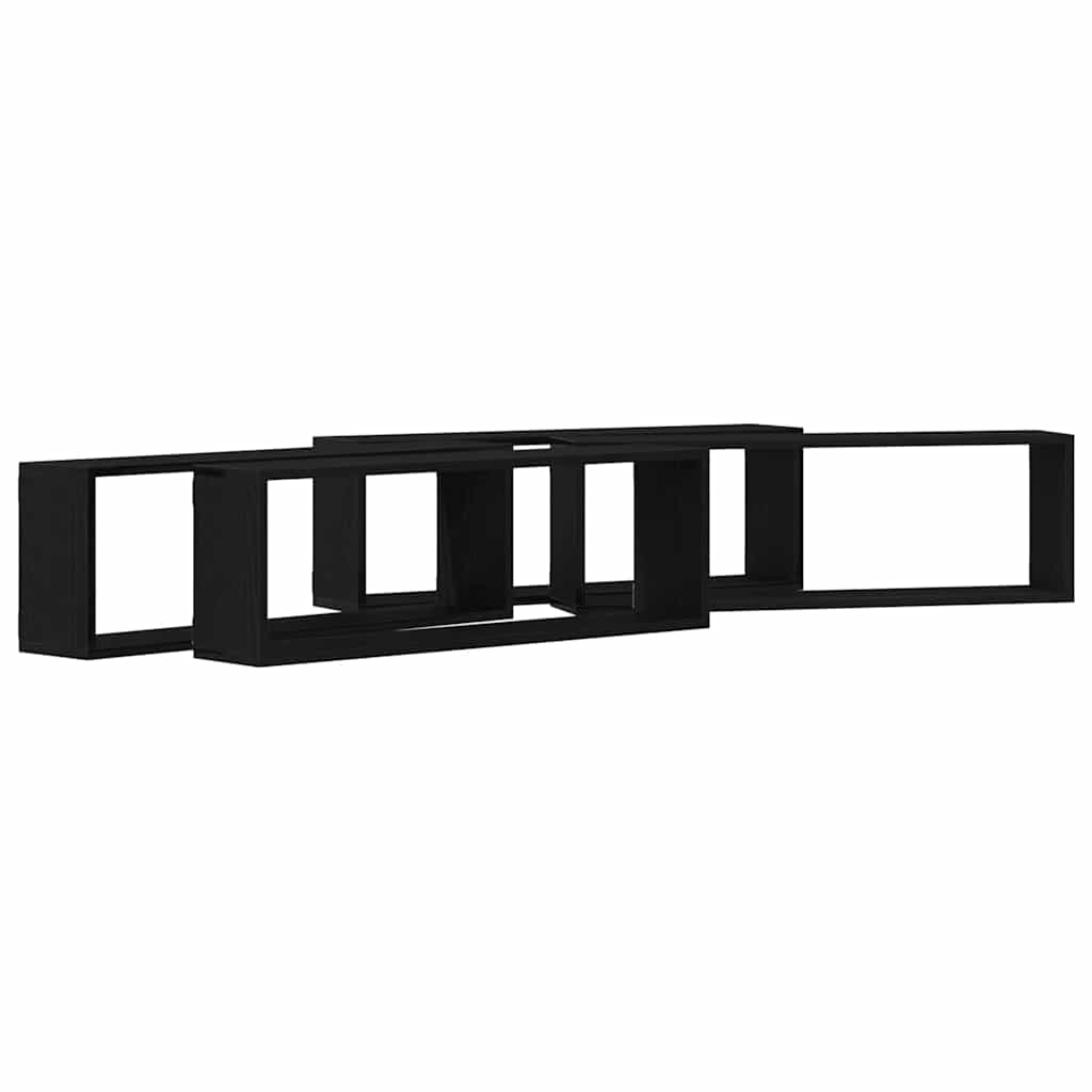 Væghylder 4 pcs Sort eg 80 x 15 x 26 cm Konstrueret træ
