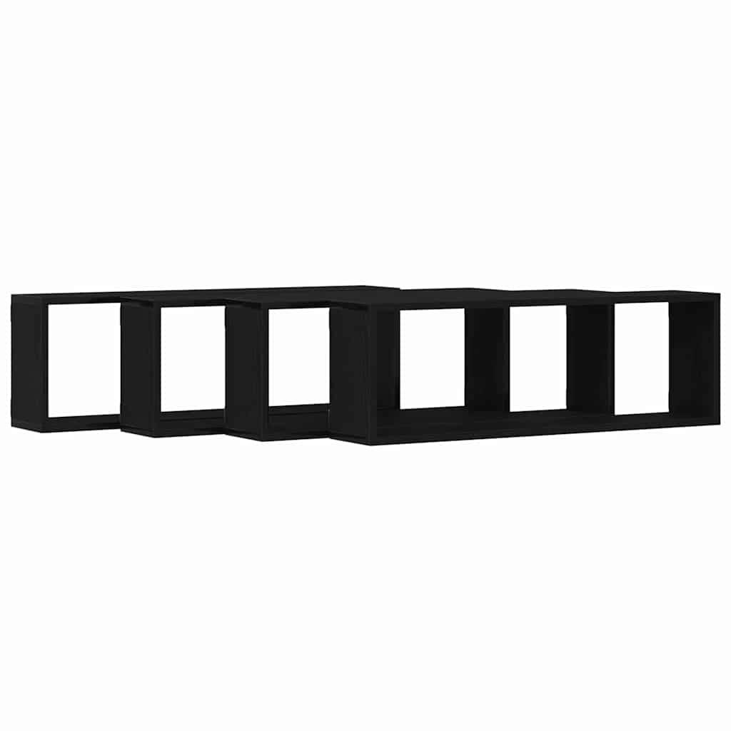 Væghylder 4 pcs Sort eg 80 x 15 x 26 cm Konstrueret træ