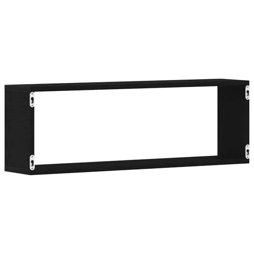 Væghylder 4 pcs Sort eg 80 x 15 x 26 cm Konstrueret træ
