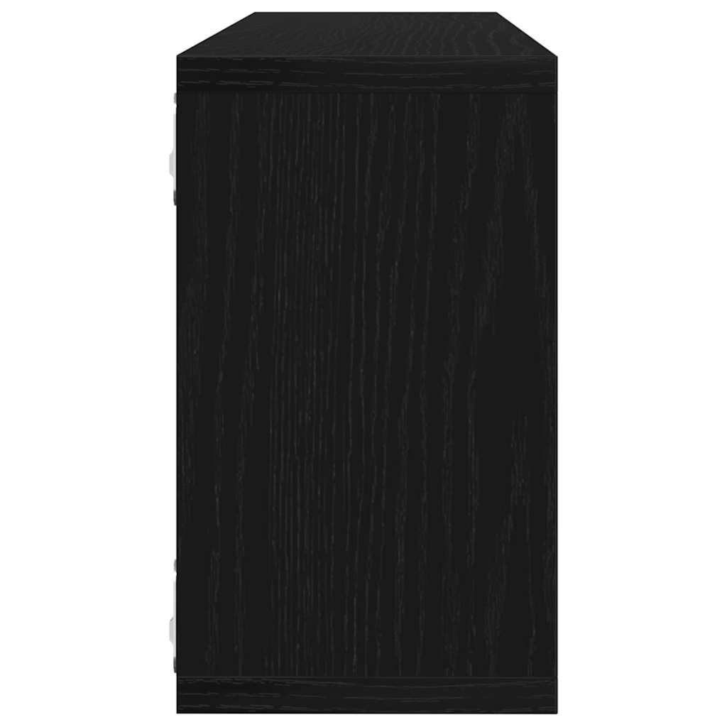 Væghylder 4 pcs Sort eg 80 x 15 x 26 cm Konstrueret træ