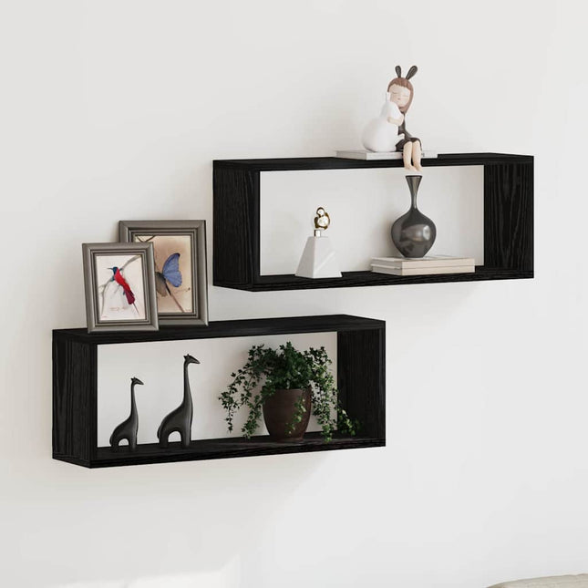 Væghylder 2 stk. Sort eg 60 x 15 x 23 cm Konstrueret træ