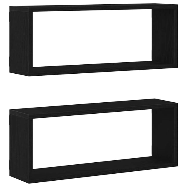 Væghylder 2 stk. Sort eg 60 x 15 x 23 cm Konstrueret træ