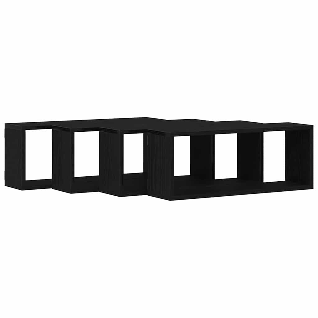 Væghylder 4 pcs Sort eg 60 x 15 x 23 cm Konstrueret træ