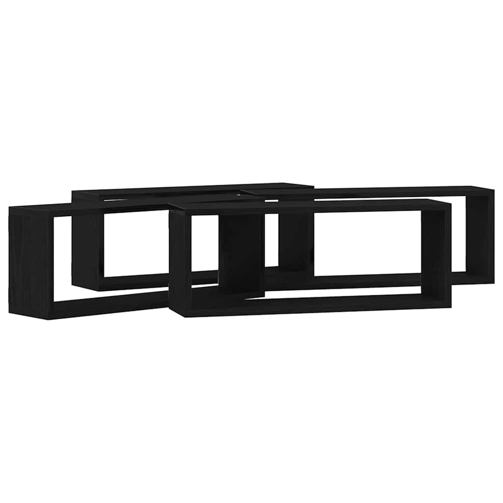 Væghylder 4 pcs Sort eg 60 x 15 x 23 cm Konstrueret træ