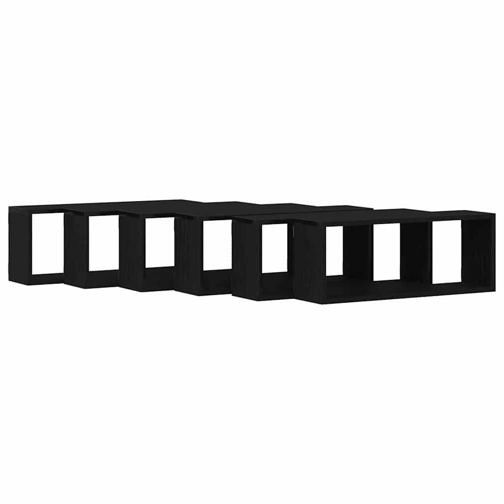 Væghylder 6 pcs Sort eg 60 x 15 x 23 cm Konstrueret træ