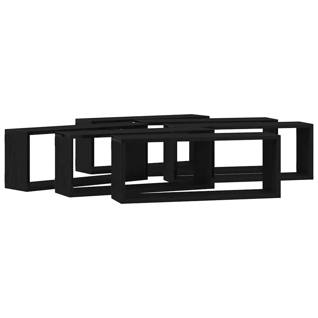 Væghylder 6 pcs Sort eg 60 x 15 x 23 cm Konstrueret træ