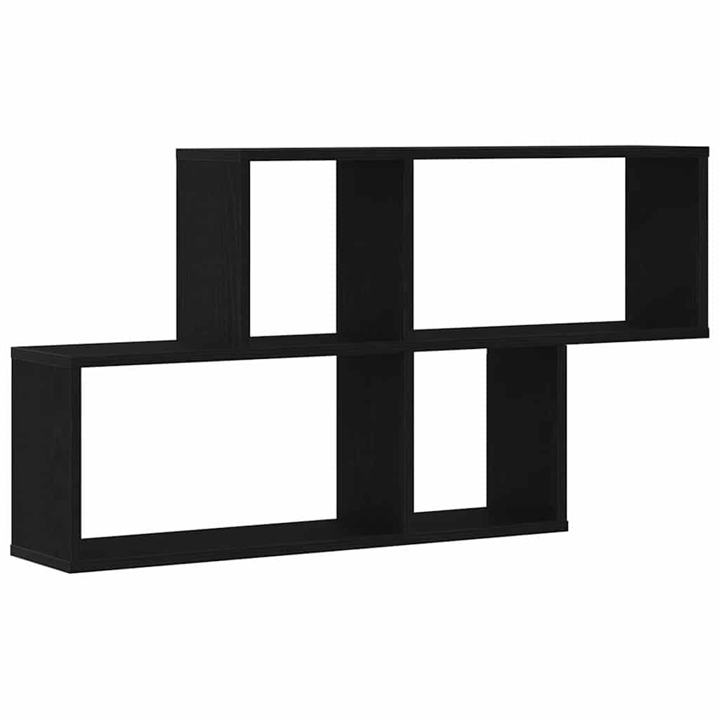 Væghylde med hylde Sort eg 76 x 15 x 53 cm Konstrueret træ