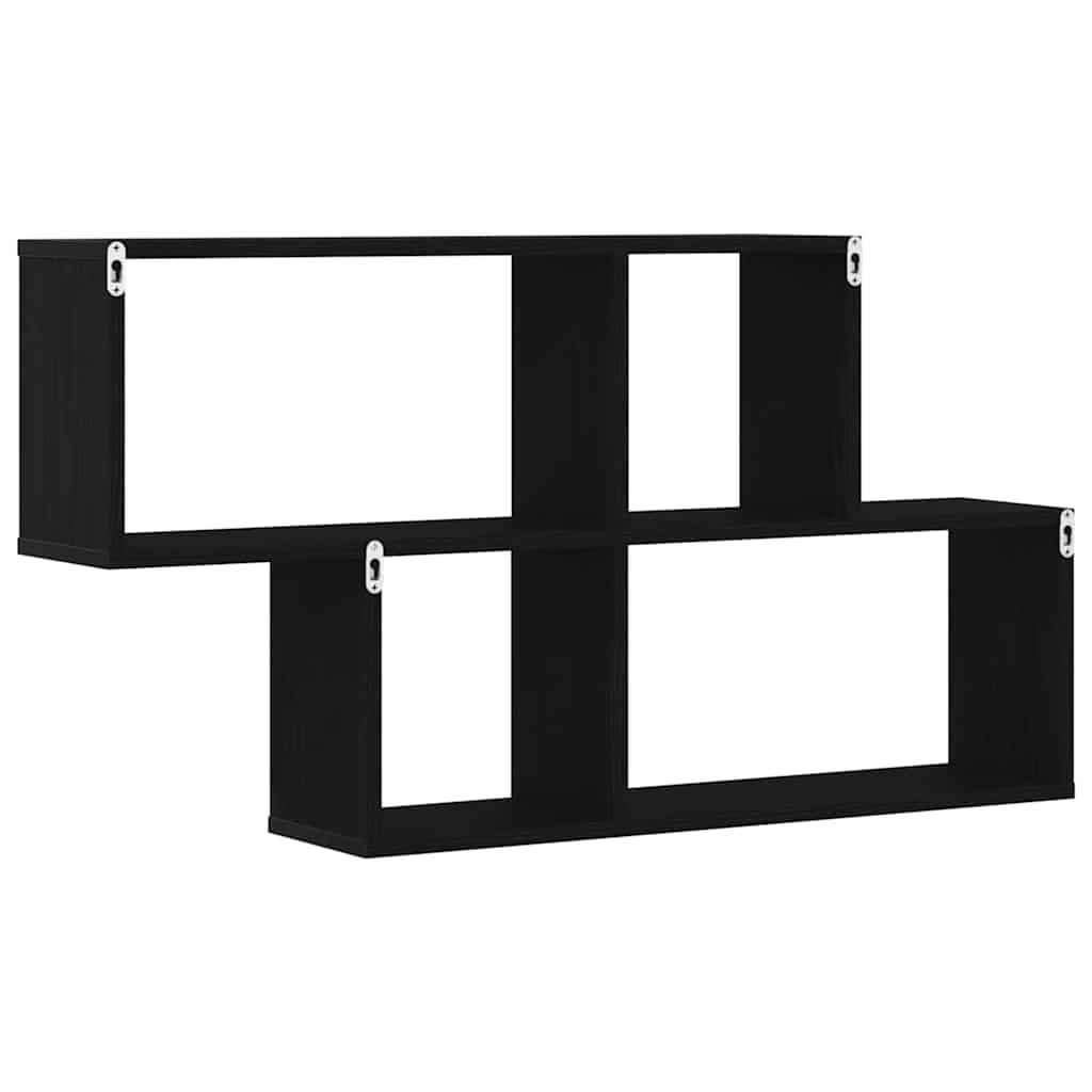 Væghylde med hylde Sort eg 76 x 15 x 53 cm Konstrueret træ