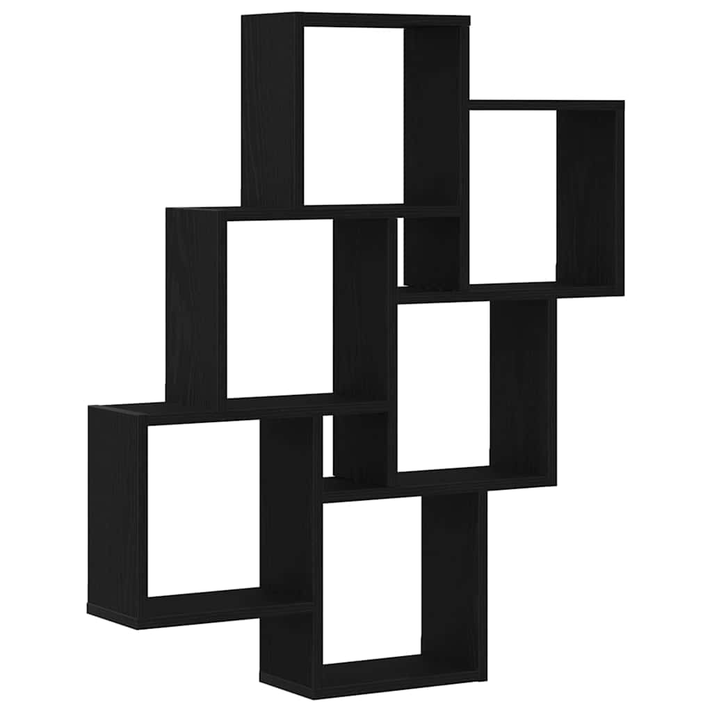 Væghylde med hylde Sort eg 78 x 15 x 92 cm Konstrueret træ