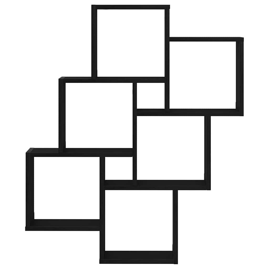 Væghylde med hylde Sort eg 78 x 15 x 92 cm Konstrueret træ