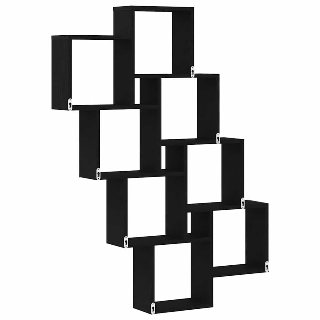 Væghylde med hylde Sort eg 90 x 15 x 119,5 cm Konstrueret træ