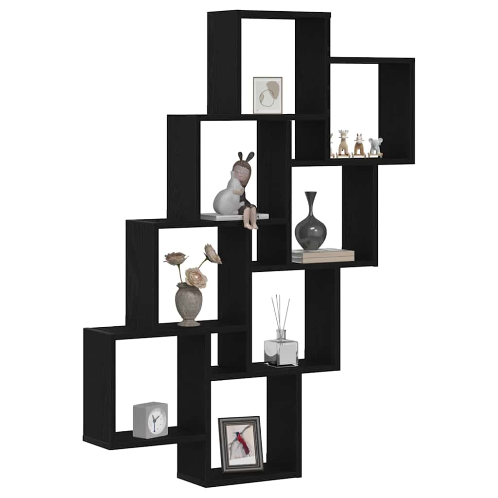 Væghylde med hylde Sort eg 90 x 15 x 119,5 cm Konstrueret træ