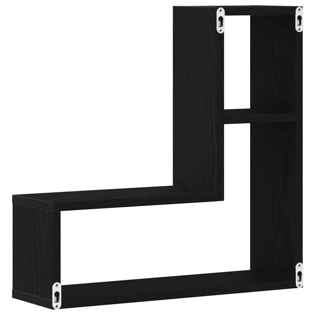 Væghylder 2 pcs Sort eg 50 x 15 x 85 cm Konstrueret træ