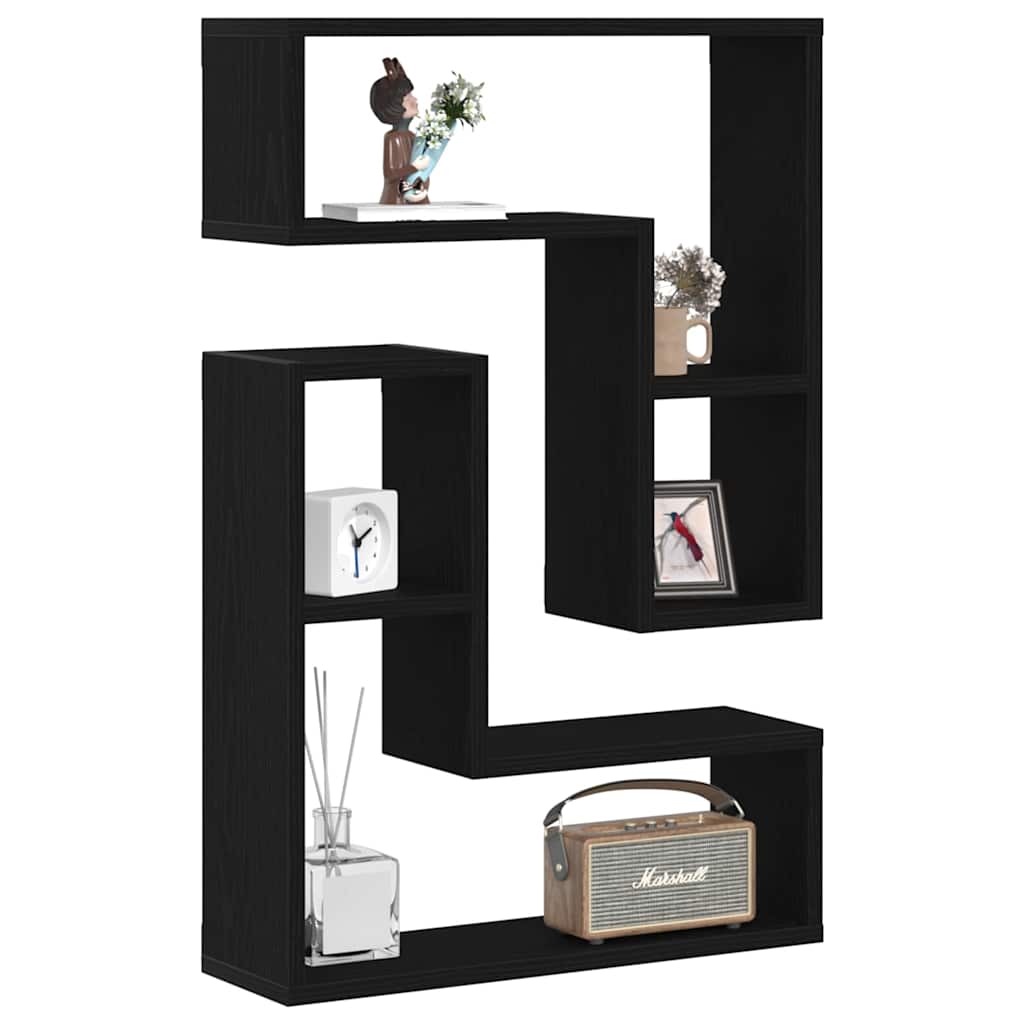 Væghylder 2 pcs Sort eg 50 x 15 x 85 cm Konstrueret træ