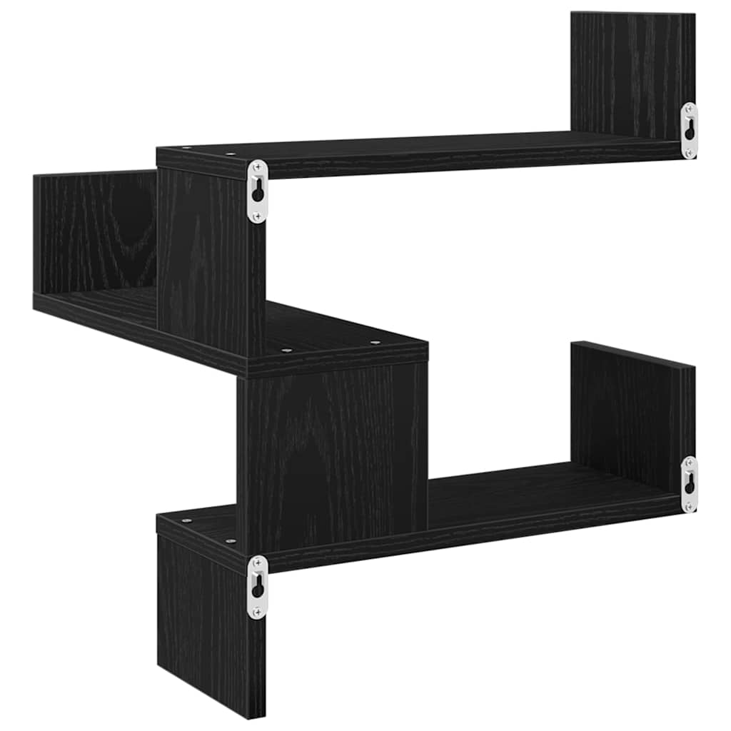 Væghylde 2 pcs Sort eg 40 x 40 x 49,5 cm Konstrueret træ