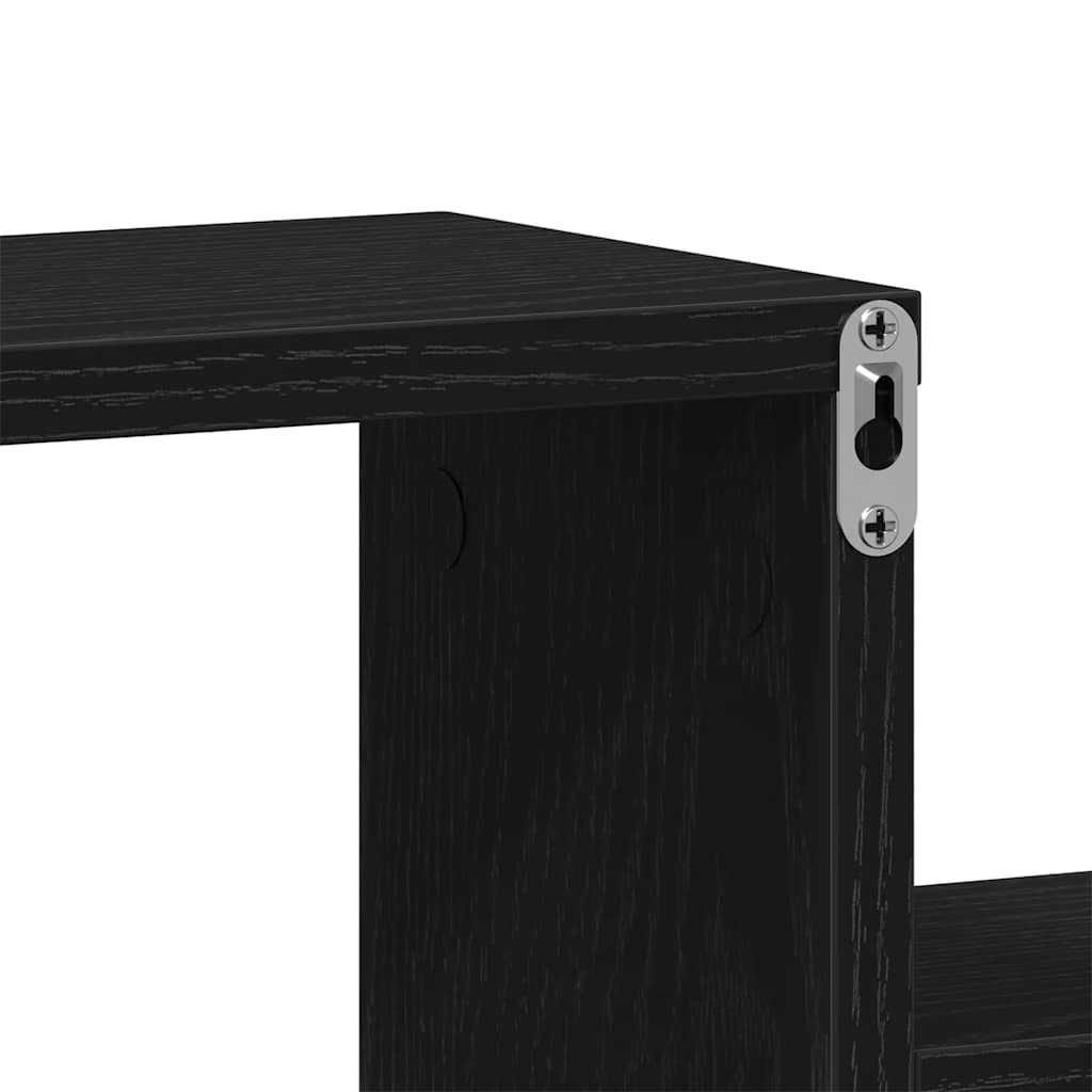 Væghylde med hylde Sort eg 80 x 15 x 78,5 cm Konstrueret træ