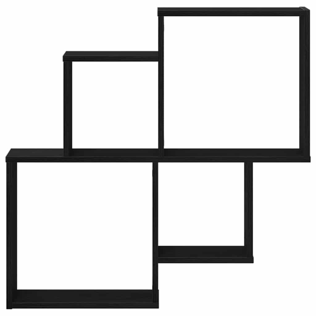 Væghylde med hylde Sort eg 80 x 15 x 78,5 cm Konstrueret træ