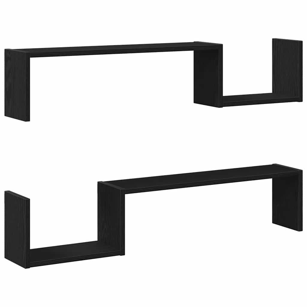 Væghylde 2 pcs Sort eg 100 x 15 x 20 cm Konstrueret træ