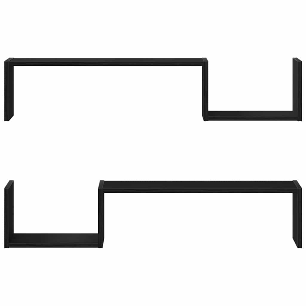 Væghylde 2 pcs Sort eg 100 x 15 x 20 cm Konstrueret træ