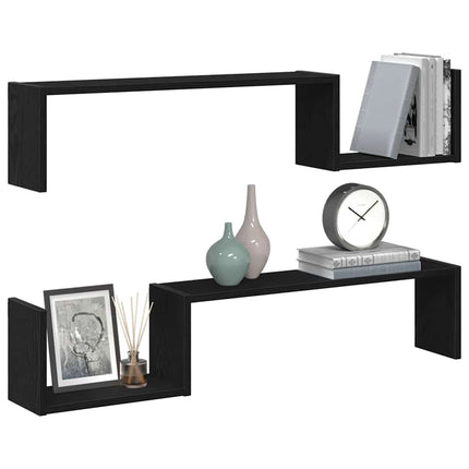 Væghylde 2 pcs Sort eg 100 x 15 x 20 cm Konstrueret træ