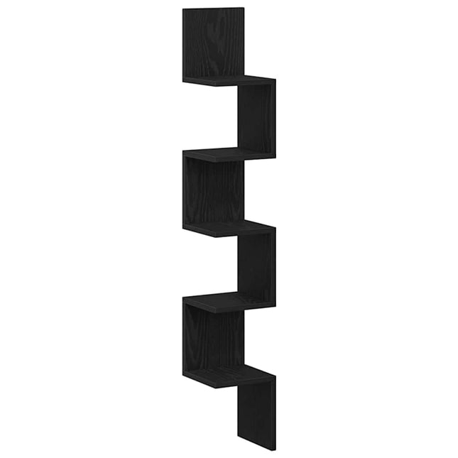 Hjørnehylde Vægmonteret Sort eg 20 x 20 x 127,5 cm