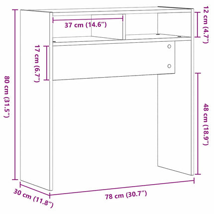 Konsolbord Sort eg 78 x 30 x 80 cm Konstrueret træ