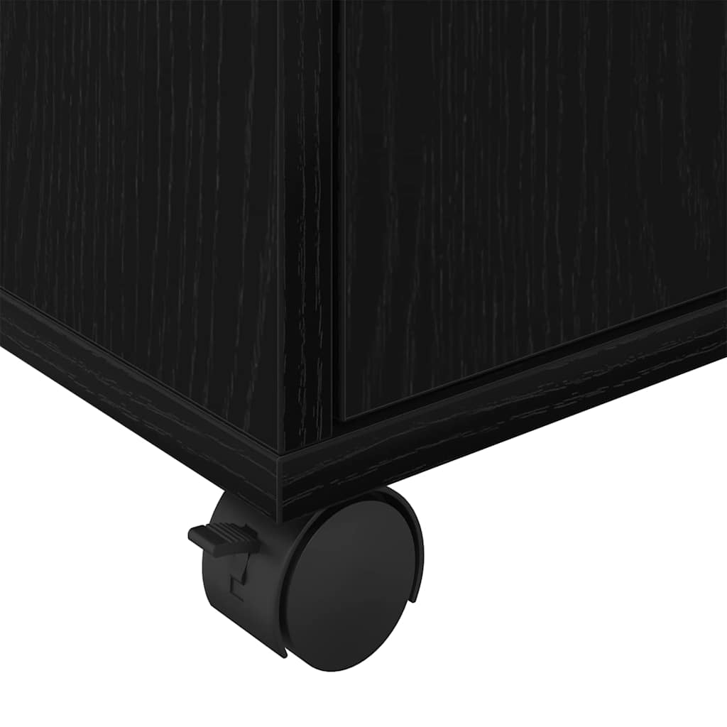 Rullende skab med hjul Sort eg 45 x 38 x 54 cm Konstrueret træ