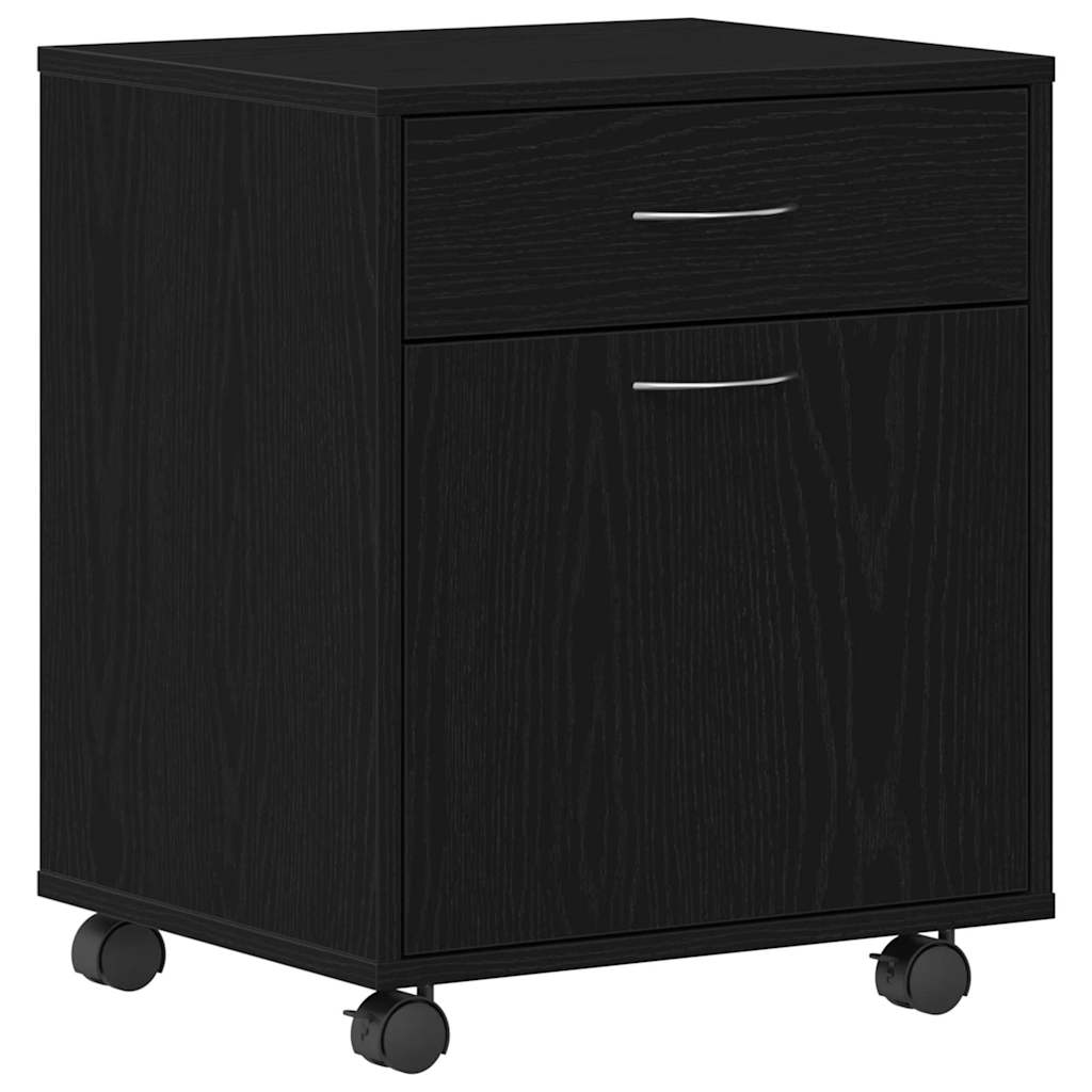 Rullende skab med hjul Sort eg 45 x 38 x 54 cm Konstrueret træ