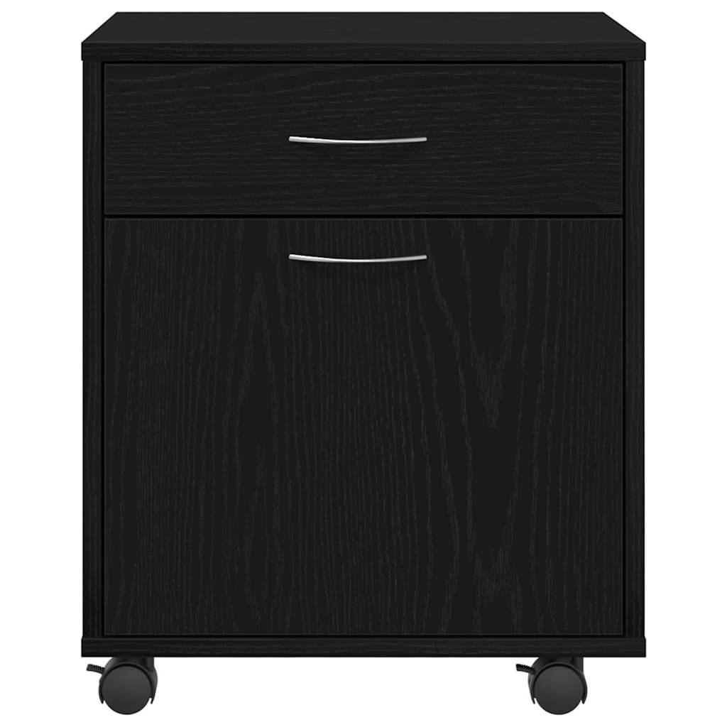 Rullende skab med hjul Sort eg 45 x 38 x 54 cm Konstrueret træ