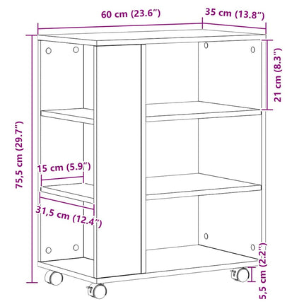Opbevaringsskab 60 x 35 x 75 cm Konstrueret træ Sort eg
