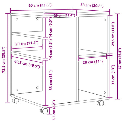 Opbevaringsskab 60 x 53 x 72,5 cm Konstrueret træ Sort eg