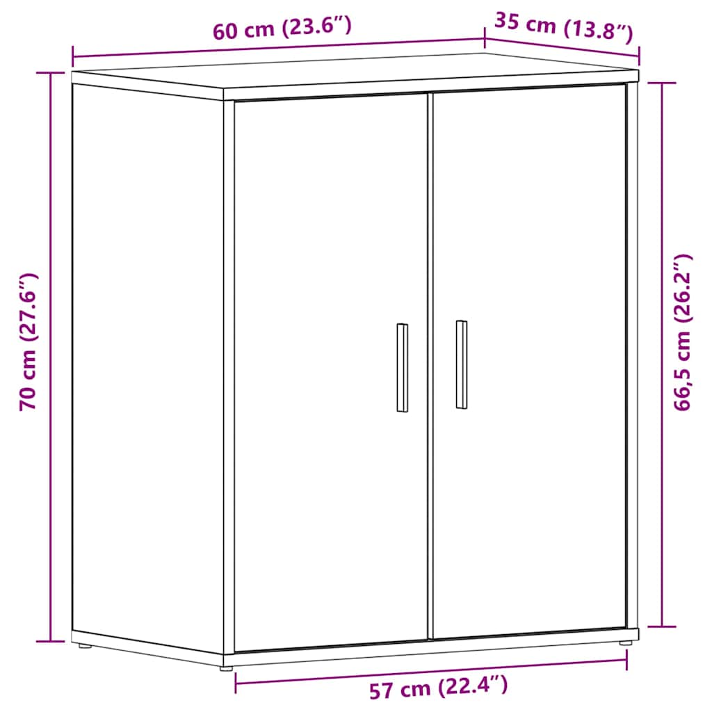 Sko skab med hylde Sort eg 60 x 35 x 70 cm Konstrueret træ