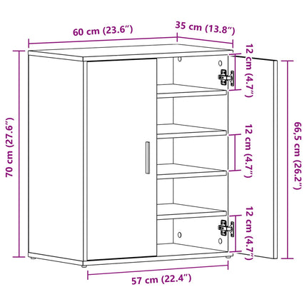 Sko skab 60 x 35 x 70 cm Konstrueret træ Sort eg
