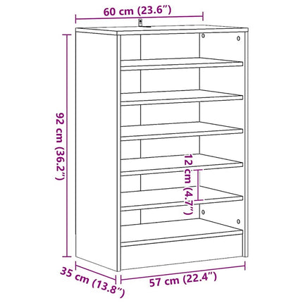 Sko skab 60 x 35 x 92 cm Konstrueret træ Sort eg