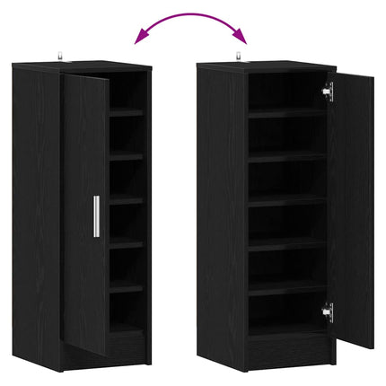 Sko skab 32 x 35 x 92 cm Konstrueret træ Sort eg